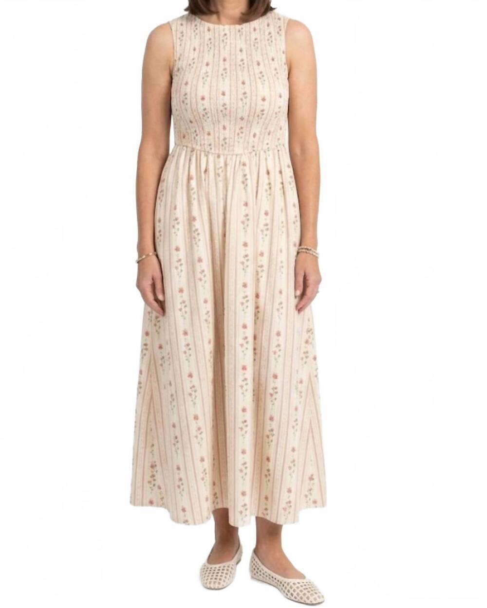 NEW ANNIEWEAR sweet meadow midi dress in cream/pink